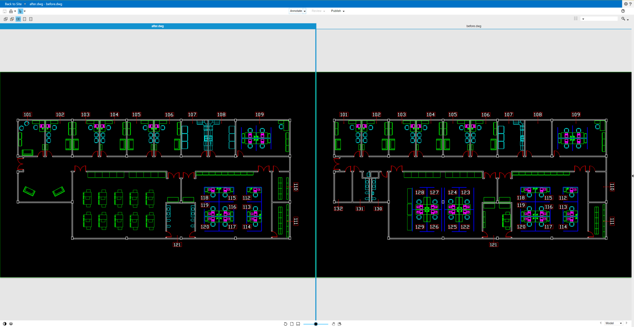 The Brava! view on multiple CAD documents